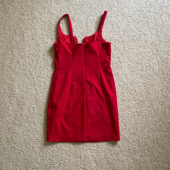 Red Cici V Neck Cut Out Mini Dress - Picture 3 of 4
